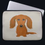 Long Haired Red Dachshund | Cute Doxie Cartoon Dog Laptop Sleeve<br><div class="desc">Cute Cartoon Doxie</div>