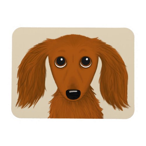 Long Haired Red Dachshund  Cute Doxie Cartoon Dog Magnet