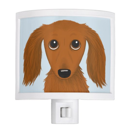 Long Haired Red Dachshund Cute Doxie Cartoon Dog Night Light