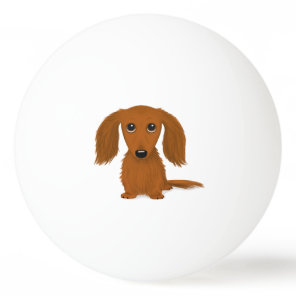 Long Haired Red Dachshund | Cute Doxie Cartoon Dog Ping Pong Ball