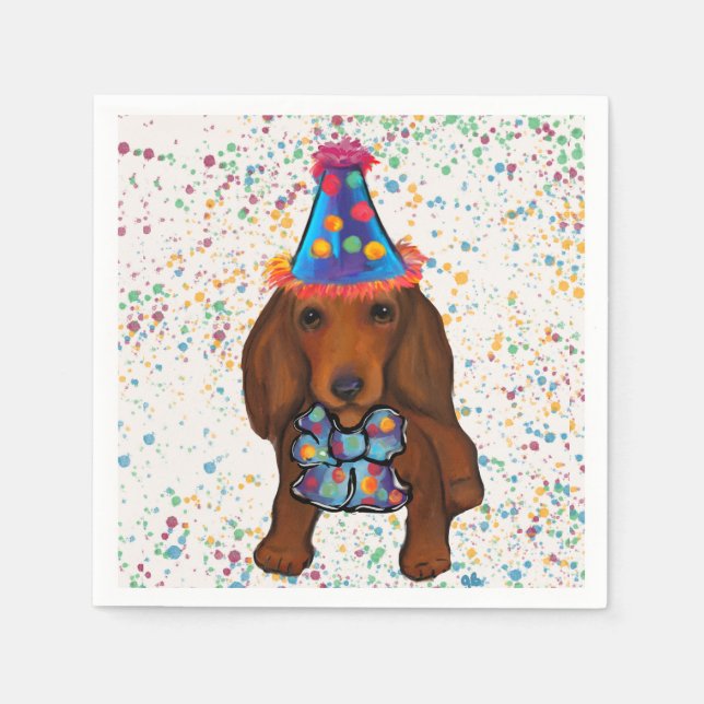Long Haired Red Dachshund      Napkins (Front)