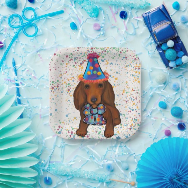 Long Haired Red Dachshund      Paper Plates (Party)