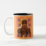 Long Haired Red Dachshunds Two-Tone Coffee Mug