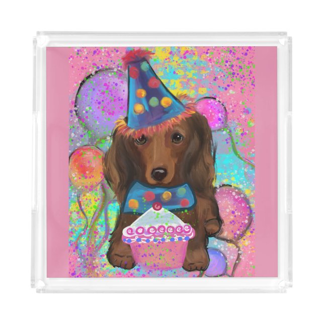 LONG HAIRED RED DOXIE       ACRYLIC TRAY (Front)