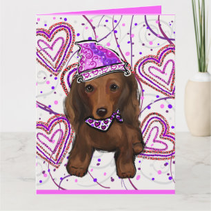 LONG HAIRED RED DOXIE CARD