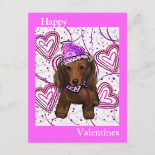 LONG HAIRED RED DOXIE POSTCARD