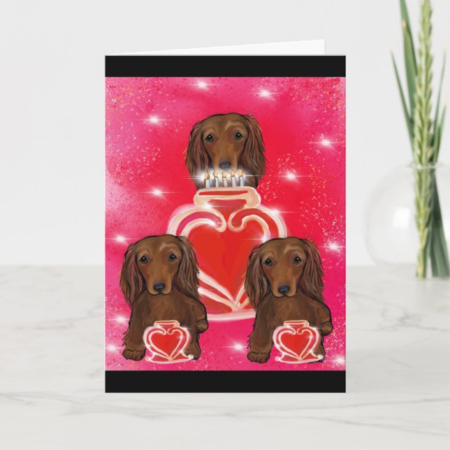 Long Haired Red Doxies Card (Front)