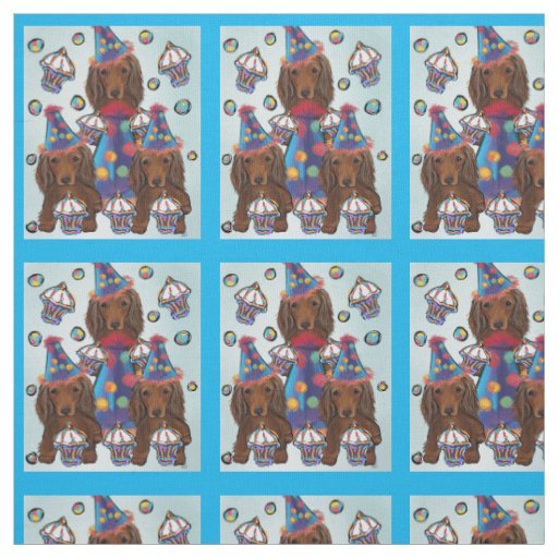 LONG HAIRED RED DOXIES FABRIC