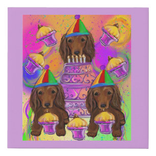 Long Haired Red Doxies Faux Canvas Print
