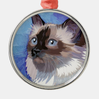 Long-haired Siamese Himalayan Cat Metal Ornament
