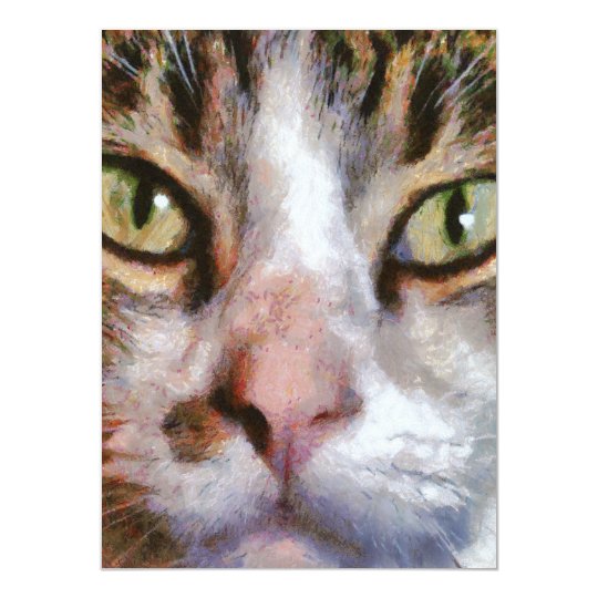 Long Haired Tabby Cat Close Up Portrait Card