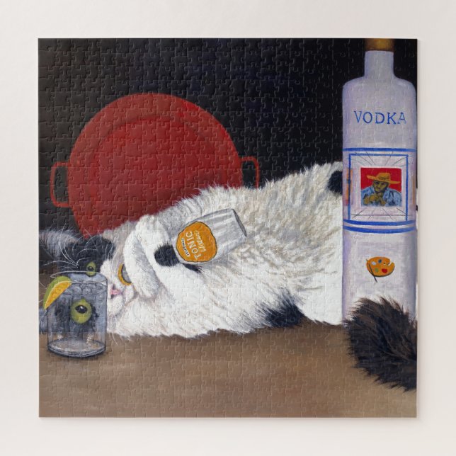 Long Haired Tuxedo Cat Jigsaw Puzzle (Vertical)