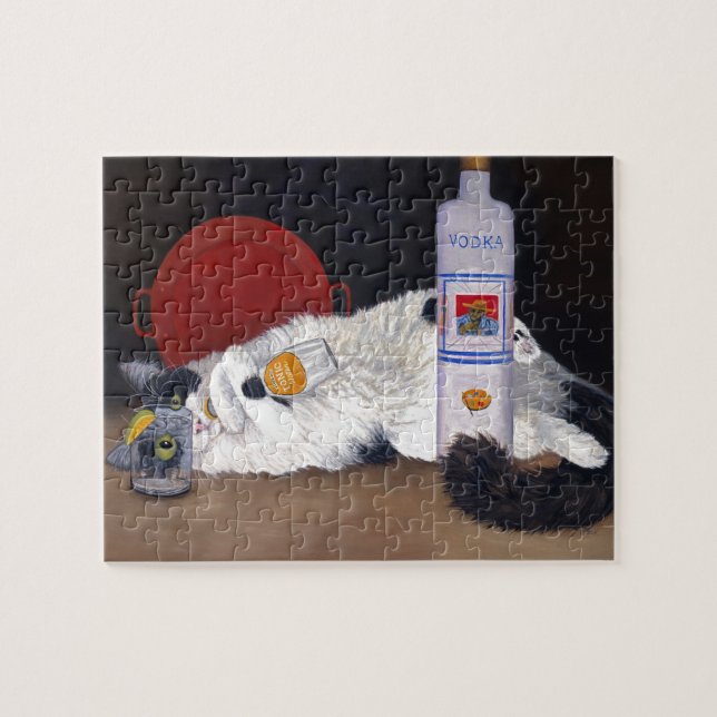 Long Haired Tuxedo Cat Jigsaw Puzzle (Horizontal)