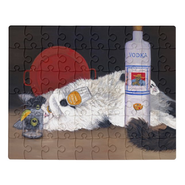 Long Haired Tuxedo Cat Jigsaw Puzzle (Puzzle Horizontal)