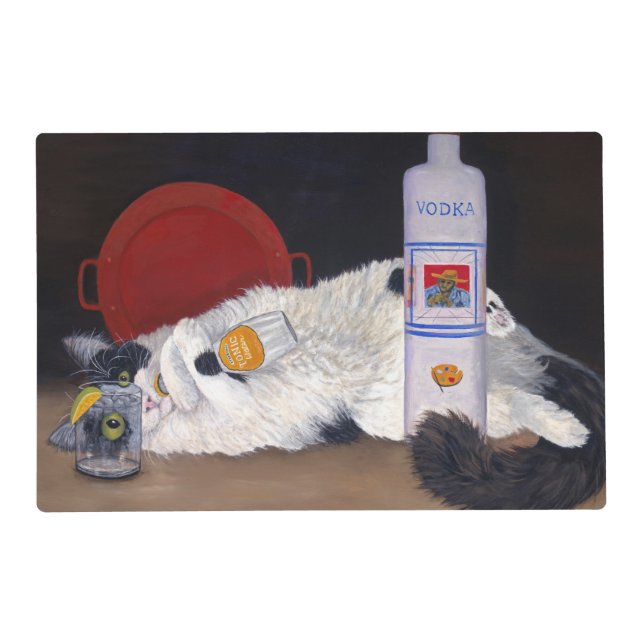 Long Haired Tuxedo Cat Placemat (Front)
