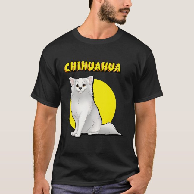 Long Haired White Chihuahua T-Shirt (Front)