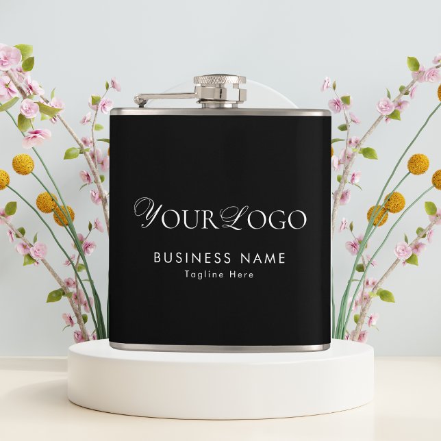 Long Horizontal Custom Business Company Logo Black Flask (Creator Uploaded)
