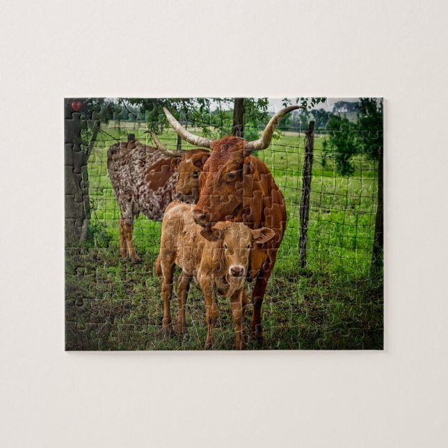 Long Horn Cattle Texas Jigsaw Puzzle (Horizontal)