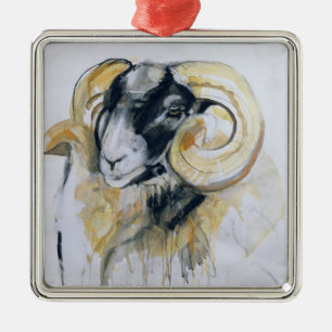 Long Horn Sheep Metal Ornament