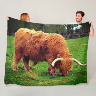 Long Horned Cow Fleece Blanket