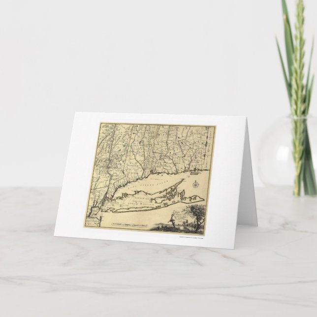 Long Island and Connecticut Map 1780 Card (Front)