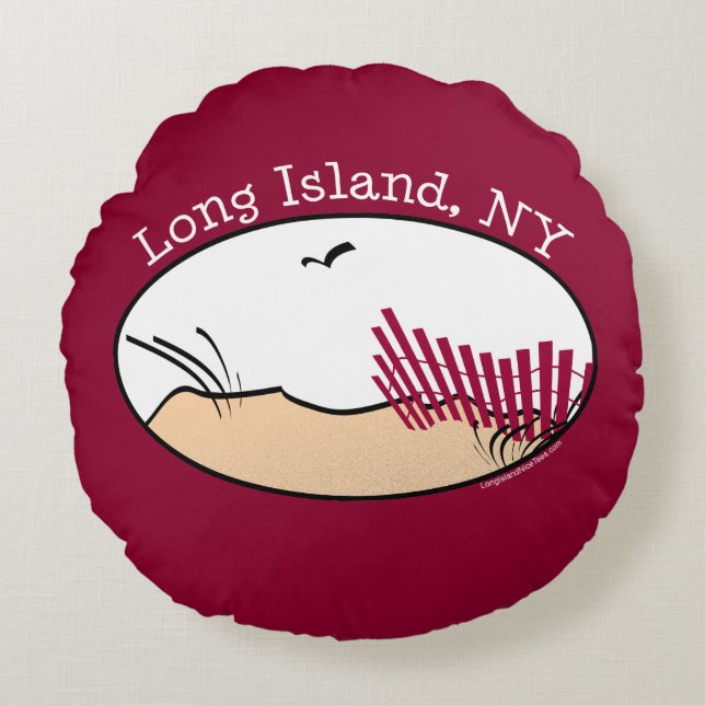 Long Island Beach Dunes Round Pillow (Front)