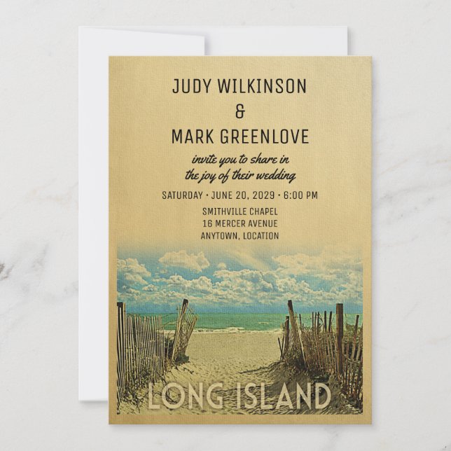Long Island Beach Vintage Wedding Invitation (Front)