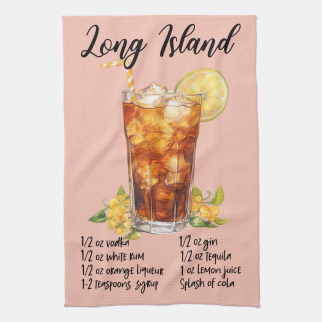 Long Island Cocktail Recipe Kitchen Towel (Vertical)