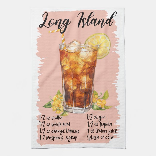 Long Island Cocktail Recipe Kitchen Towel (Vertical)