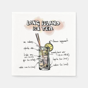 Long Island Ice Tea Drink Recipe Cocktail Napkin