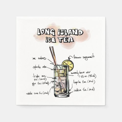 Long Island Ice Tea Drink Recipe Cocktail Napkin