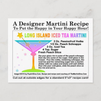 Long Island Iced Tea Martini Recipe Postcard