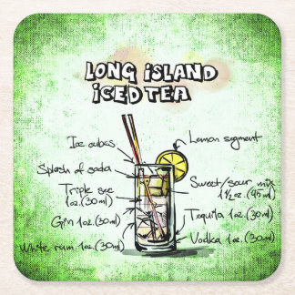 LONG ISLAND ICED TEA recipe funny Square Paper Coaster