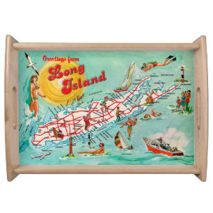 Long Island Illustrated Map Tray