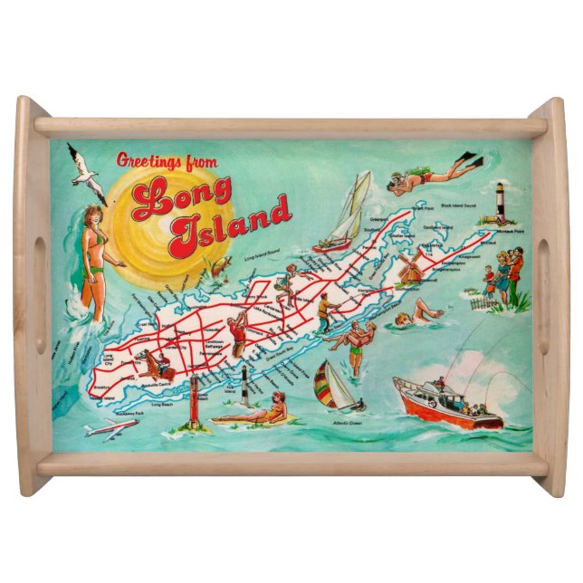 Long Island Illustrated Map Tray (Front)