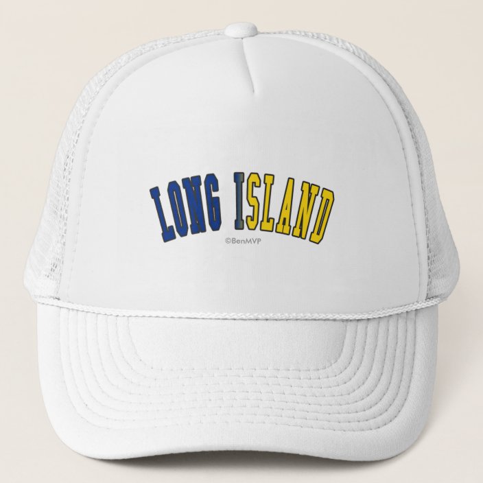 Long Island in New York State Flag Colors Trucker Hat