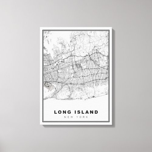 Long Island Map Canvas Print