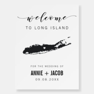 Long Island Map Wedding Welcome Sign, Foam Board