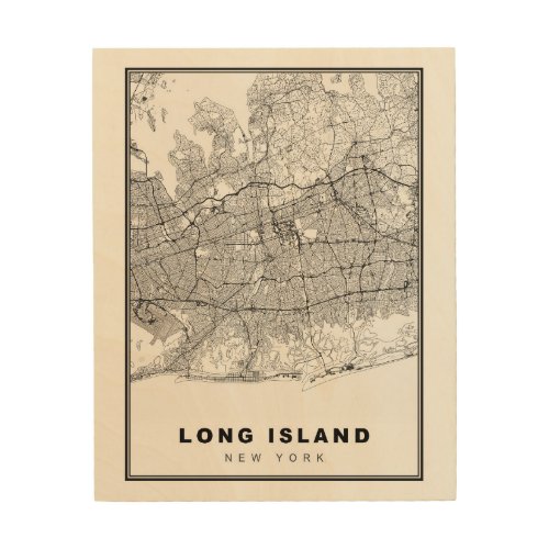 Long Island Map Wood Wall Art