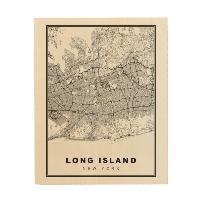 Long Island Map Wood Wall Art (Front)