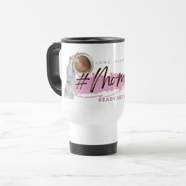 Long Island Mom Life Thermal Travel Mug (Front Left)