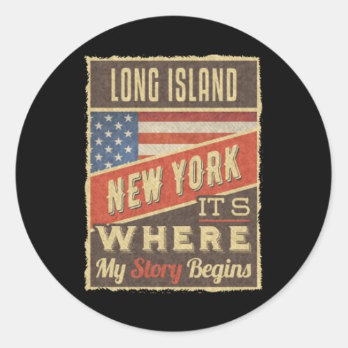Long Island New York Classic Round Sticker