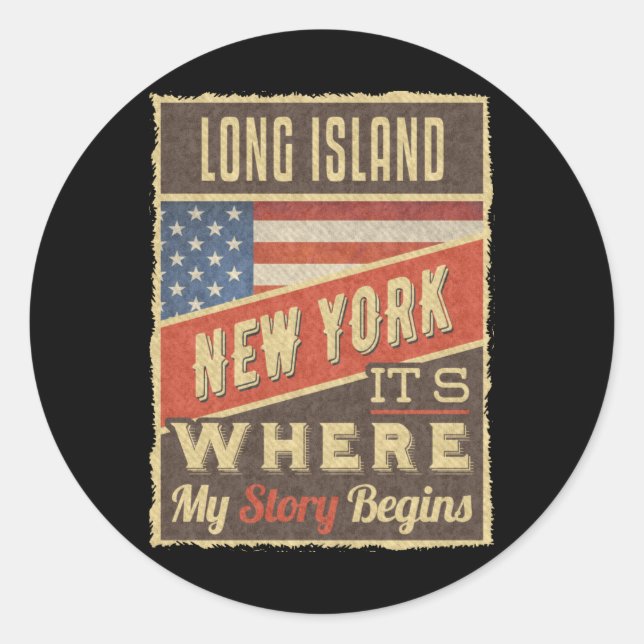 Long Island New York Classic Round Sticker (Front)