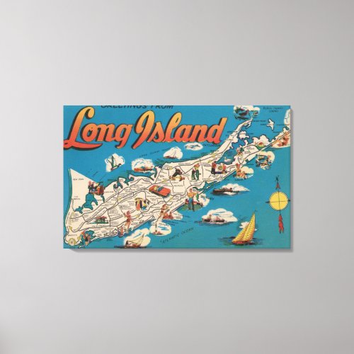 Long Island New York _ Greetings From Canvas Print