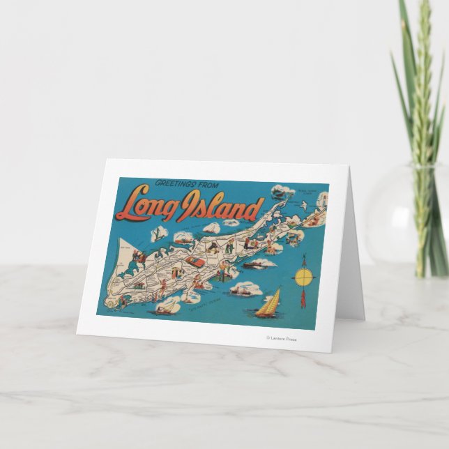 Long Island, New York - Greetings From Card (Front)
