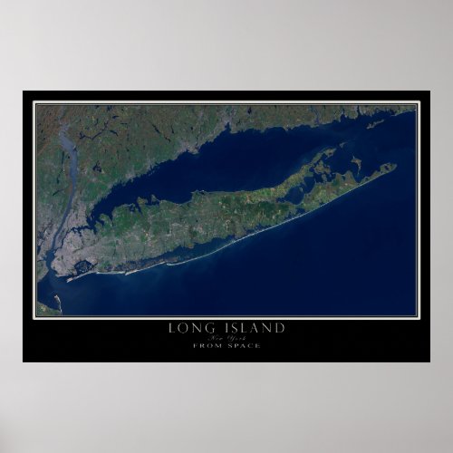 Long Island New York Satellite Poster Map