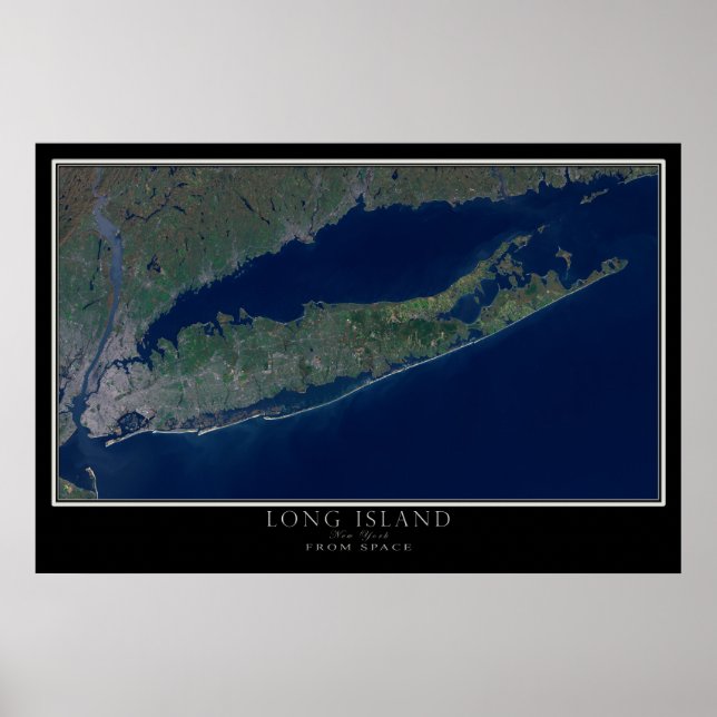 Long Island New York Satellite Poster Map (Front)