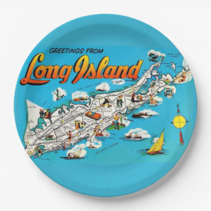Long Island, NY Greeting Paper Plates