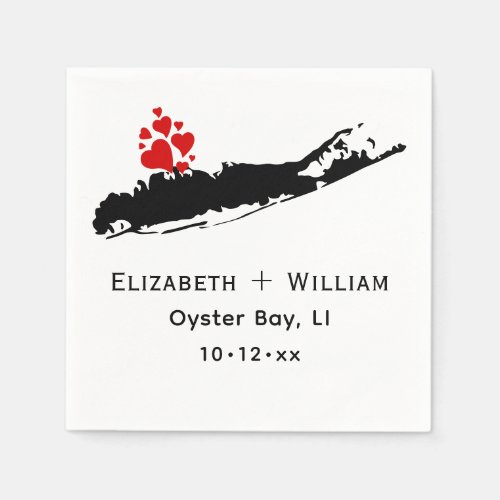 Long Island NY Silhouette Map DIY Colors Wedding Napkins