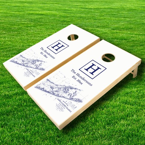 Long Island NY The Hamptons Map VC New York Cornhole Set